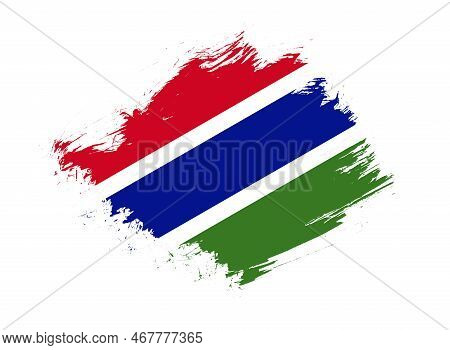 Gambia Flag With Abstract Paint Brush Texture Effect On White Background