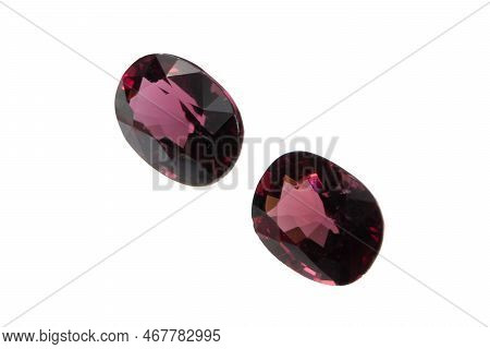 Natural Gemstone Rhodolite Garnet Isolated On White Background