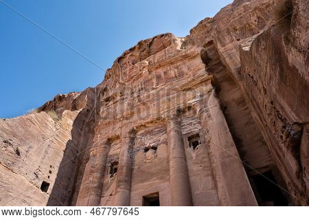 Urn Tomb Facade In Petra, Jordan Also Called The Royal Tomb Of  Malchus