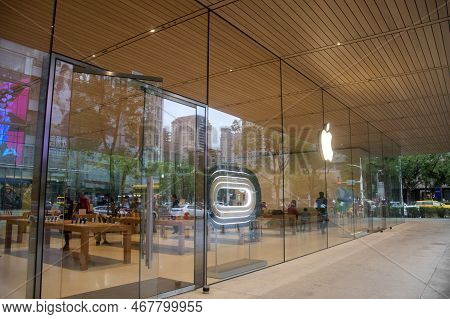 Taipei, Taiwan- 3 Dec, 2022: Apple Xinyi A13 Located In Taipei City. Apple Store Is The Best Place T