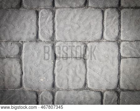 Close Up. Concrete Pavers Brick Tiles With Seams