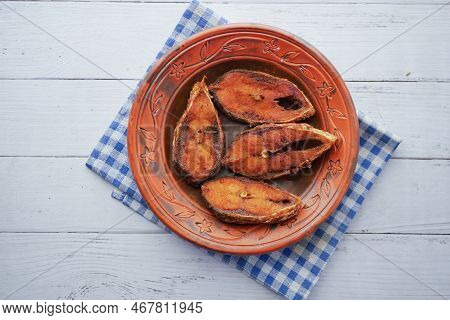 Close Up Of Cooked Ilsha Fish On Plate On Table