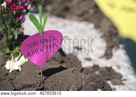 Buenos Aires, Argentina, Sept 21, 2021: Detail Of Protest Of The Utt, Land Workers Union, Demanding 
