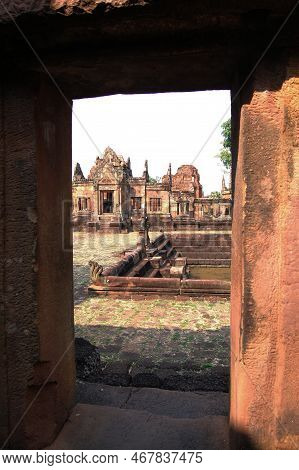 Prasat Muang Tam Stone Sanctuary Building Khmer Hindu Temple Style In Muangtam Historical Park For T