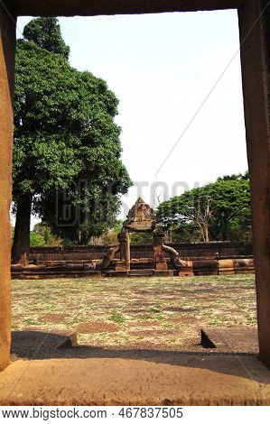 Prasat Muang Tam Stone Sanctuary Building Khmer Hindu Temple Style In Muangtam Historical Park For T