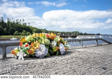 Artificial Flowers At Ballina Harbour In County Mayo - Ireland
