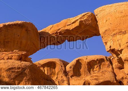 Wadi Rum Desert, Jordan. Famous Um Frouth Stone Bridge Arch