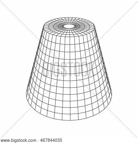 Conoid Low Poly Line Geometric Shape, Network Cone Shape Structure, Isolated Vector Monochrome Latti