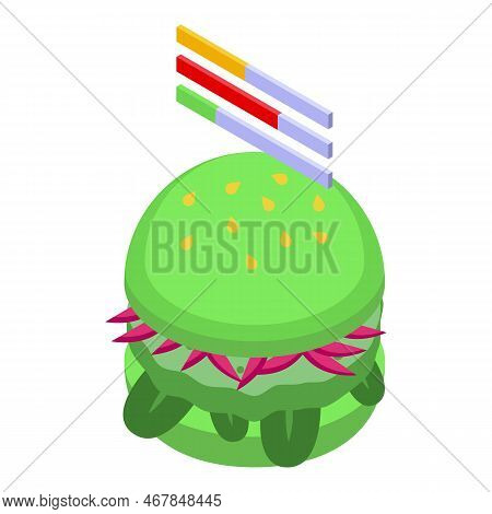Vegan Burger Trend Icon Isometric Vector. Future Business. Success Company