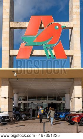 Marratxi, Spain; December 16 2022: Main Facade Of The Multinational Supermarket Chain Alcampo, Part 
