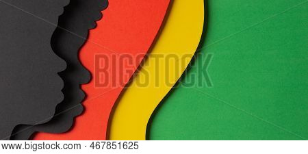 Black History Month Color Background. African Americans History Celebration. Abstract Geometric Red,