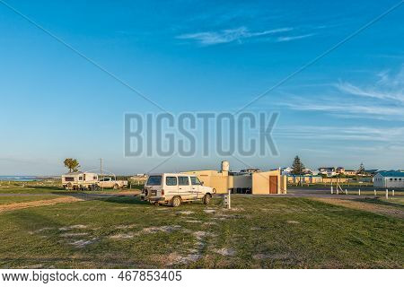Struisbaai, South Africa - Sep 21, 2022: Camping Sites At The Caravan Park In Struisbaai, In The Wes