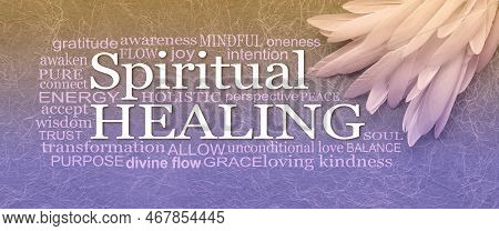 Spiritual Healing Shaman Feather Theme Word Cloud - Long Thin White Bird Feathers In Right Corner Be