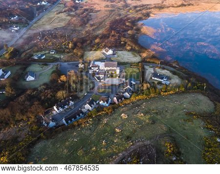Aerial View Of The Lake House At Clooney Lake In Narin By Portnoo, County Donegal - Ireland
