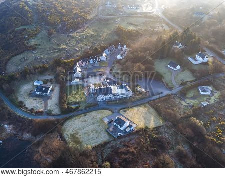Aerial View Of The Lake House At Clooney Lake In Narin By Portnoo, County Donegal - Ireland