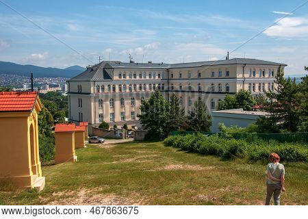 Nitra, Slovakia - 06.17.2022: Calvary In The City Of Nitra With Zobor Hill, Slovak Republic. Religio