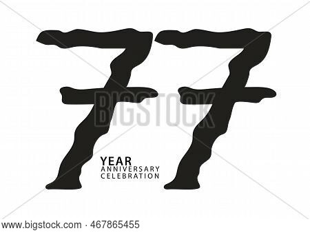 77 Year Anniversary Celebration Black Color Logotype Vector, 77 Number Design, 77th Birthday Invitat