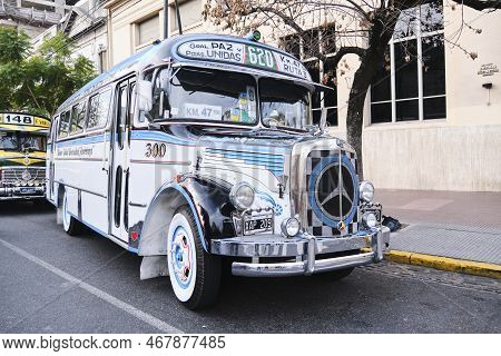 Buenos Aires, Argentina, June 20, 2022: Daimler Mercedes Benz 911, Old Vintage Bus For Public Passen