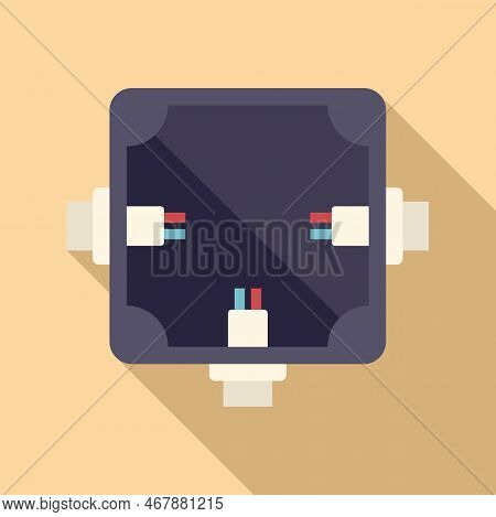 Danger Junction Box Icon Flat Vector. Electric Switch. Control Laptop