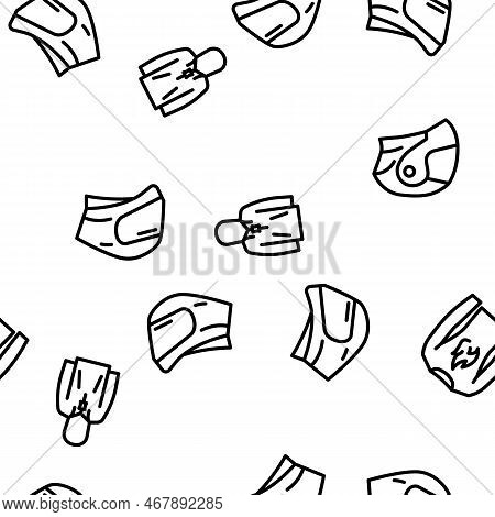 Motorcycle Accessories Biker Vector Seamless Pattern Thin Line Illustration