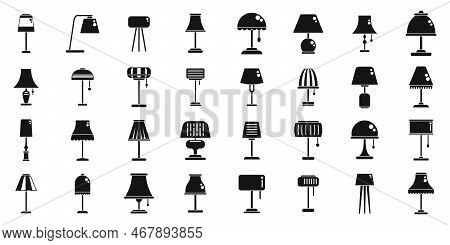 Torchere Icons Set Simple Vector. Light Lamp. Apartment Spotlight