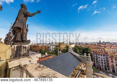 Madrid Cityscape From The Dome Of The Almudena Cathedral (catedral De Santa Maria La Real De La Almu
