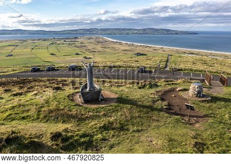 Gortmore, Northern Ireland, Uk - September 18 2022 : Manannan Mac Lir Statue - He Is A Warrior And K