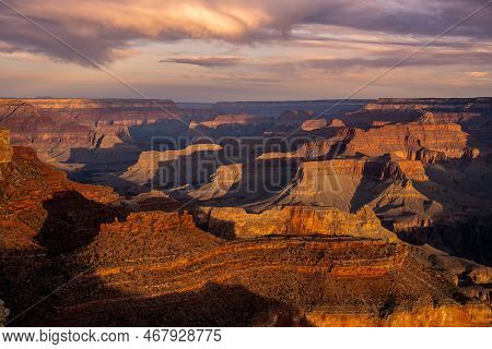 Long Shadows And Soft Light Crosses The Grand Canyon At Dwan
