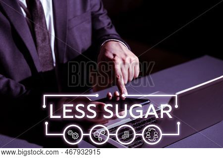 Handwriting Text Less Sugar. Business Overview Lower Volume Of Sweetness In Any Food Or Drink That W