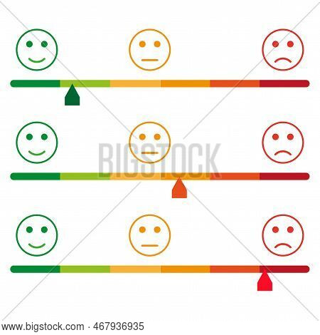 Emotion Scale Set. Set Icon Smile Emoji. Good Feedback Concept. Vector Illustration. Stock Image.