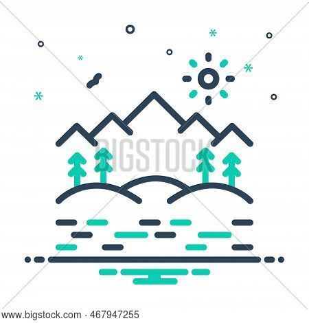 Mix Icon For Valley Dale Vale Basin Dene Canyon Gulch Sunrise Mountain River Tree