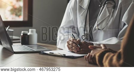 Close Up Doctor Hold Hand Of Patient Give Comfort, Express Health Care Sympathy, Medical Help Trust 