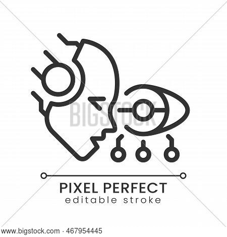 Ai See Pixel Perfect Linear Icon. Machine Vision. Artificial Intelligence. Visual Analytics. Images 