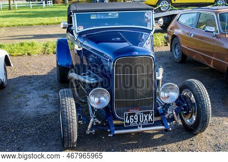 Shepton Mallet, Uk, February 08, 2020: A 1935 Ford Model B Drop Coupe, Reg No: 469 Uxk At The Great 
