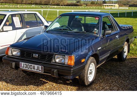 Shepton Mallet, Uk, February 08, 2020: A 1994 Subaru 284 4wd Pick Up, Reg No: J300 Ajl At The Great 