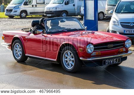 Shepton Mallet, Uk, February 08, 2020: A 1970 Triumph Tr6, Reg No: Dyw 6j At The Great Western Class