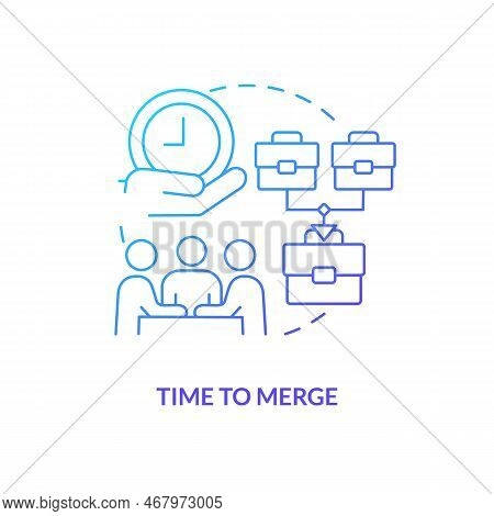 Time To Merge Blue Gradient Concept Icon. Managing Through Acquisition Abstract Idea Thin Line Illus