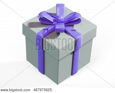 Gift Box With Red Ribbon Bow Isolated Over White Background 3d Render