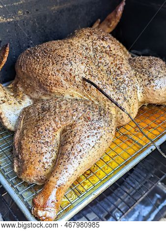 Spatchcocked Homemade Smoked Turkey Dinner For Thanksgiving