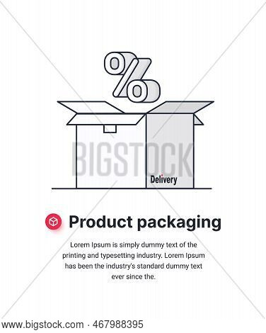 Product Packaging Concept. Box With Percentages, Metaphor For Discounts And Promotions. Special Offe