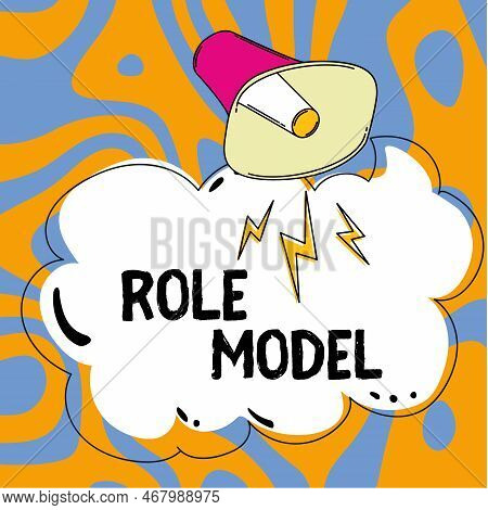 Writing Displaying Text Role Model. Business Approach A Person Looked To By Others As An Example To 