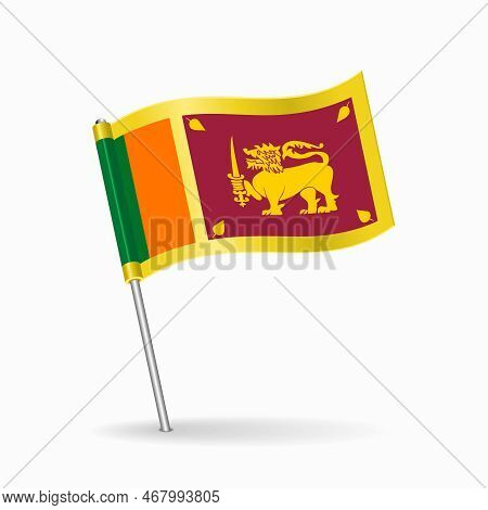 Sri Lankan Flag Map Pin Pointer Layout. Vector.