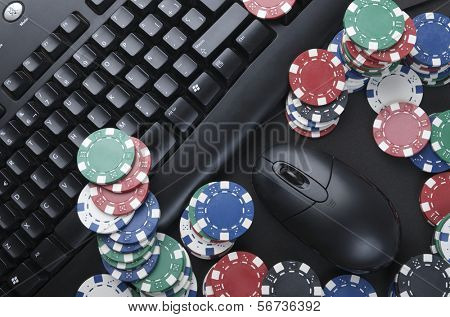 view of casino chips to gamble and play online