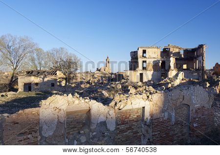 Belchite villaggio distrutto in un bombardamento durante la guerra civile spagnola, a Saragozza, in Aragona, Spagna