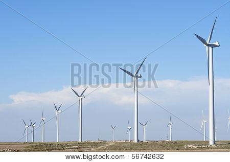 vindmøller for produktion af vedvarende elektrisk energi, La Muela, Zaragoza, Aragonien, Spanien