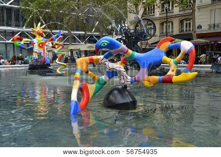 Stravinsky Fountain in Paris, France