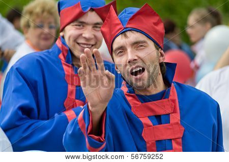 Tatarsk, Russia: June 27, 2013 - The Culture Olympics Competition Of Novosibirsk Region. Men In Russ
