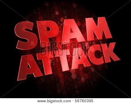Spam Attack on Dark Digital Background.