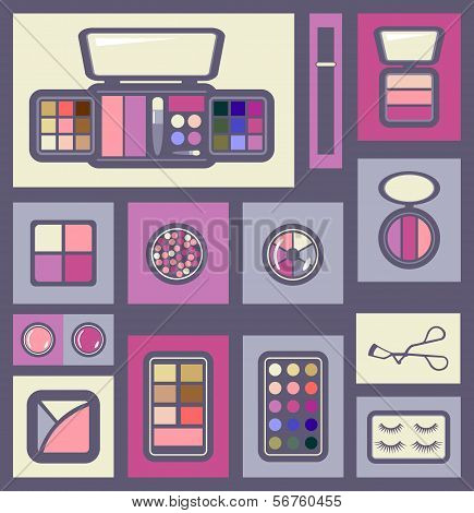 Set Of Cosmetics Icons.