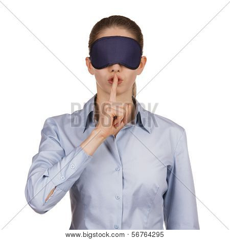 Young Woman Blindfolded Calls For Silence